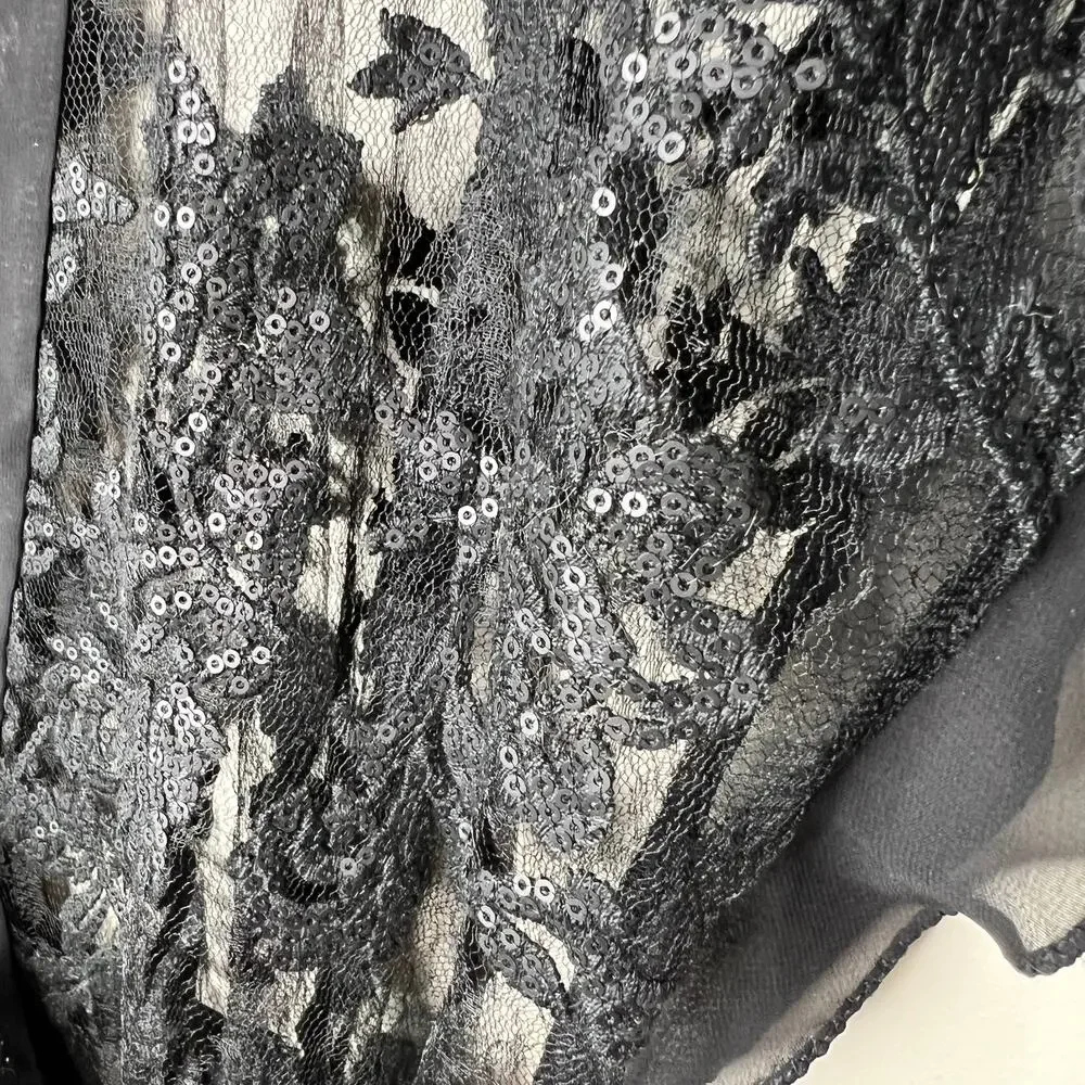 The Rya Charming‎ Cover Up NWT Embroidered Sequin Lace Chiffon Lingerie SZ XS/S